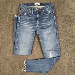 Madewell Jeans Womens 27 Blue 9"‎ High-Rise Skinny Frayed Hem